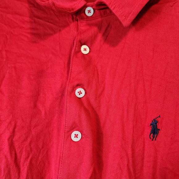 Ralph Lauren Polo Golf Mens Red Short Sleeve Polo Shirt XXL Vintage Lisle - Picture 3 of 6
